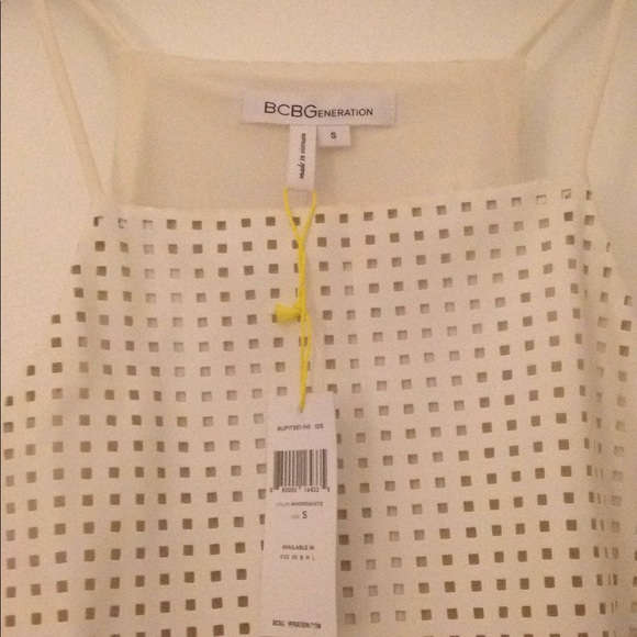 Bcbgeneration Tops White Lasercut Faux Leather Tunic Poshmark